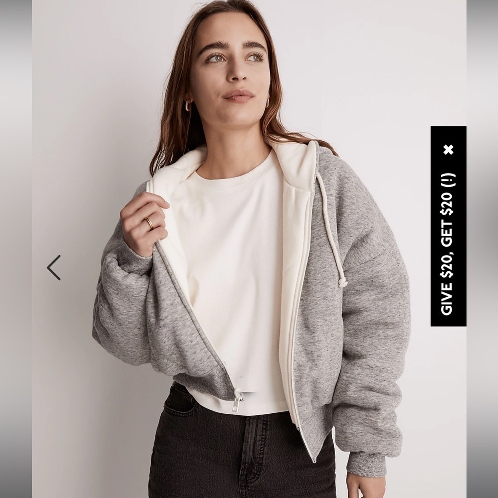 NEW Madewell MWL Reversible Puffer Hoodie Jacket XS